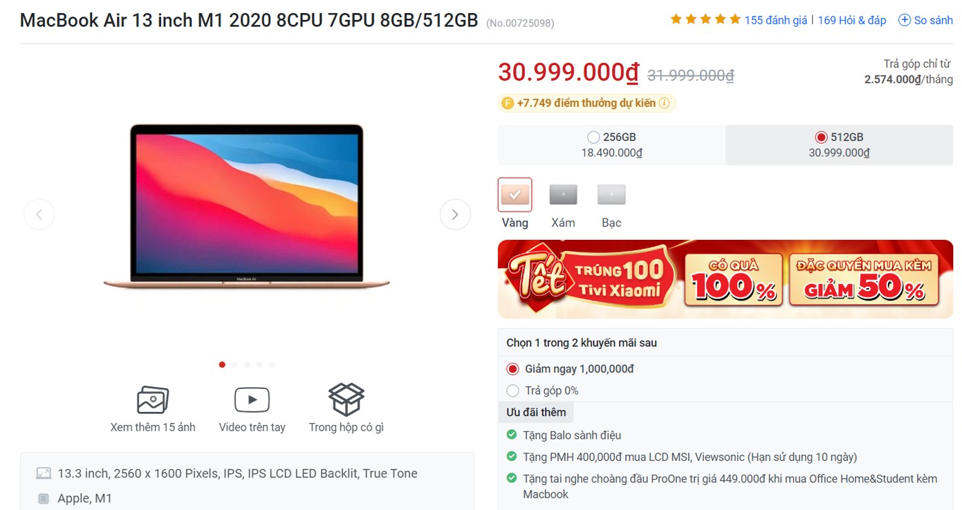 Bảng giá MacBook Tết Giáp Thìn: Vẫn giảm đậm tới 37%